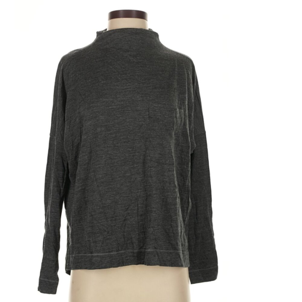 Kit And Ace Merino Turtleneck Long Sleeve Tee Heather Charcoal